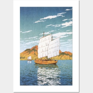 Boat Transporting Rocks at Bingo by Kawase Hasui Posters and Art